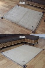 画像7: 新品 ペルシャ ギャッベ 縦1.2m アクセント ラグ サイズ 110 x 80 cm No.473 肉厚 天然 草木染 ウール 手織り ハンドメイド ギャベ マット カーペット  動物 鹿 民族柄 生成り クリーム 白 ホワイト n-473-11080s57 (7)