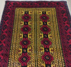 画像4: 良品 ペルシャ 部族絨毯 バルーチ174 x 100 cm 黄色 クリーム トランジ 縦ストライプ 総柄 MAAD279-174100Z013 (4)