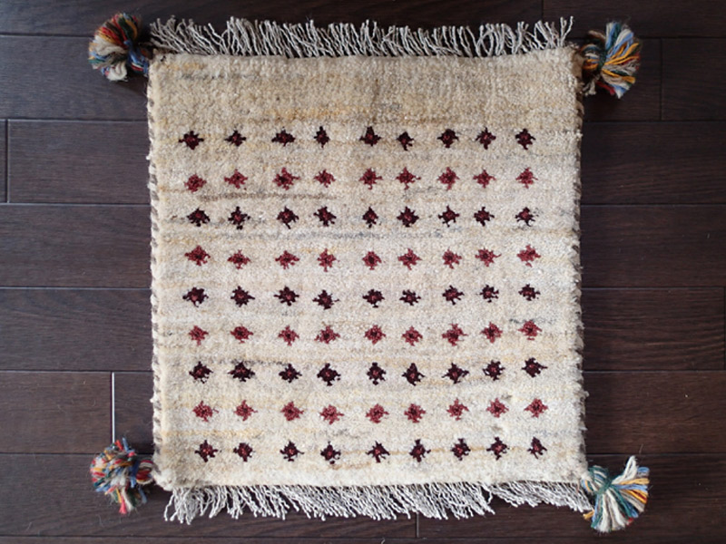 手織り ペルシャ ミニ ギャッベ 座布団 サイズ 38 × 38 E76
