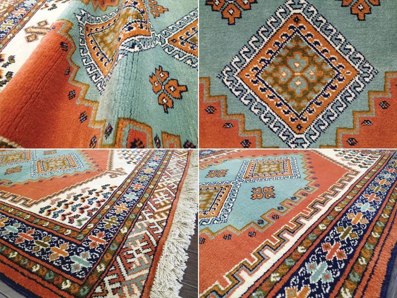 新品 ペルシャ 絨毯 トルクメン 1.4m アクセント サイズ 143 x 98 cm