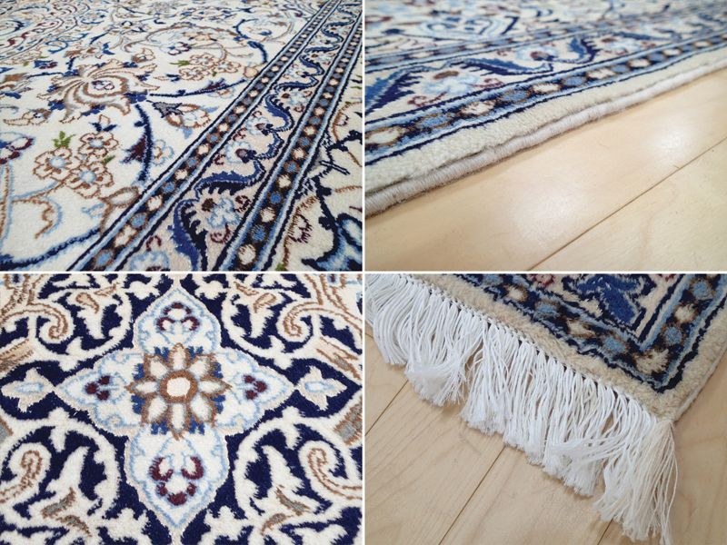 ペルシャ絨毯 ナイン産 143×73 ウール 手織り-