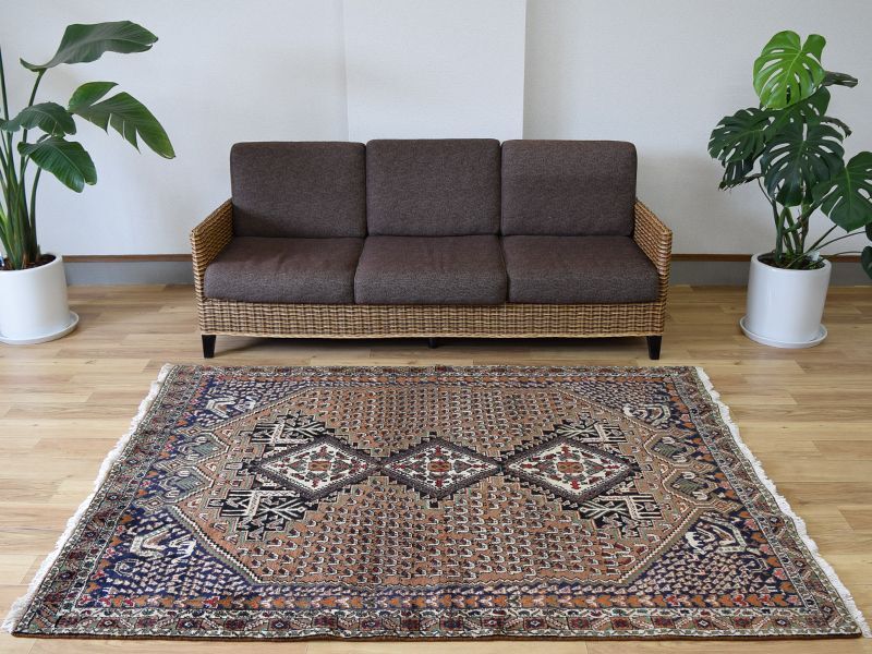 ペルシャ 手織りキリム 195cm×155cm ヴィンテージラグ 手織り絨毯